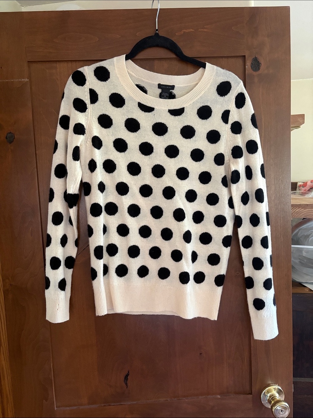 Only Mine Black & White Polka Dot Wool Crewneck Sweater